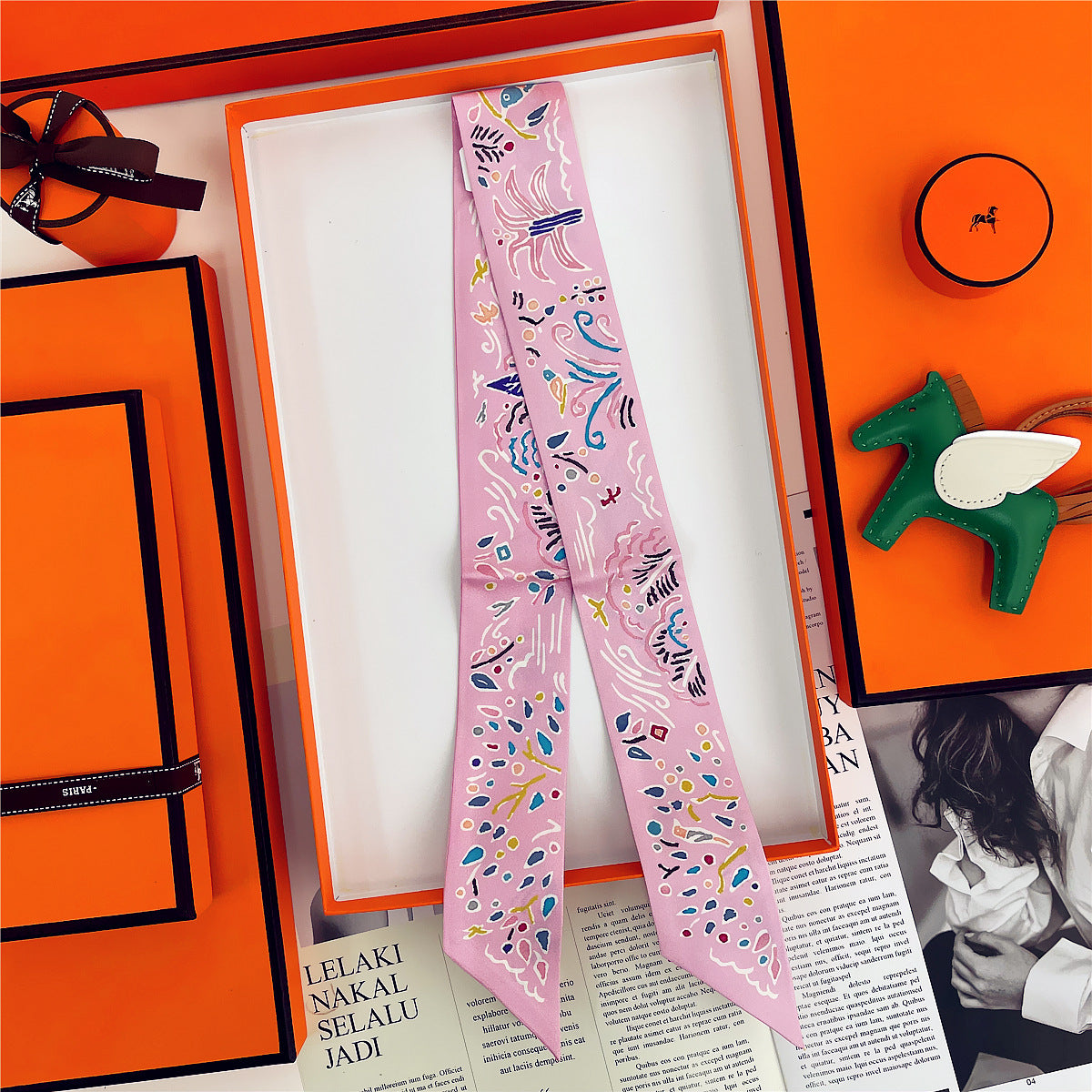 Thin Narrow Ribbon Strip With Floating Ends