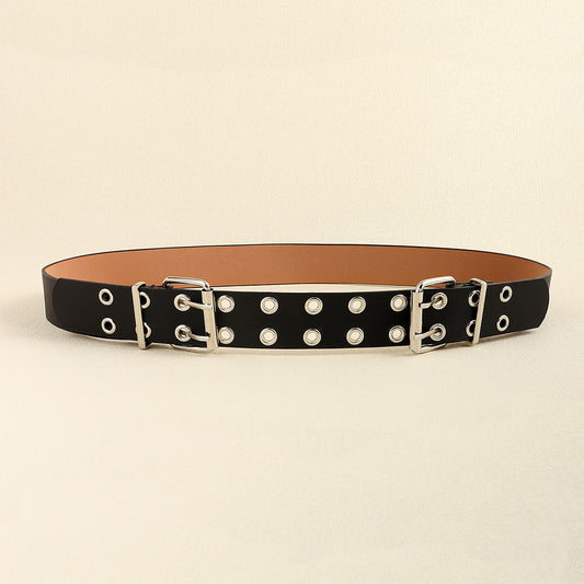 Double Buckle Fashion New Rivets Women's Belt