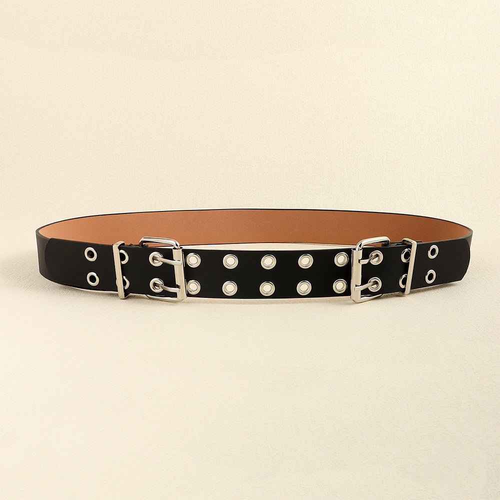 Double Buckle Fashion New Rivets Women's Belt