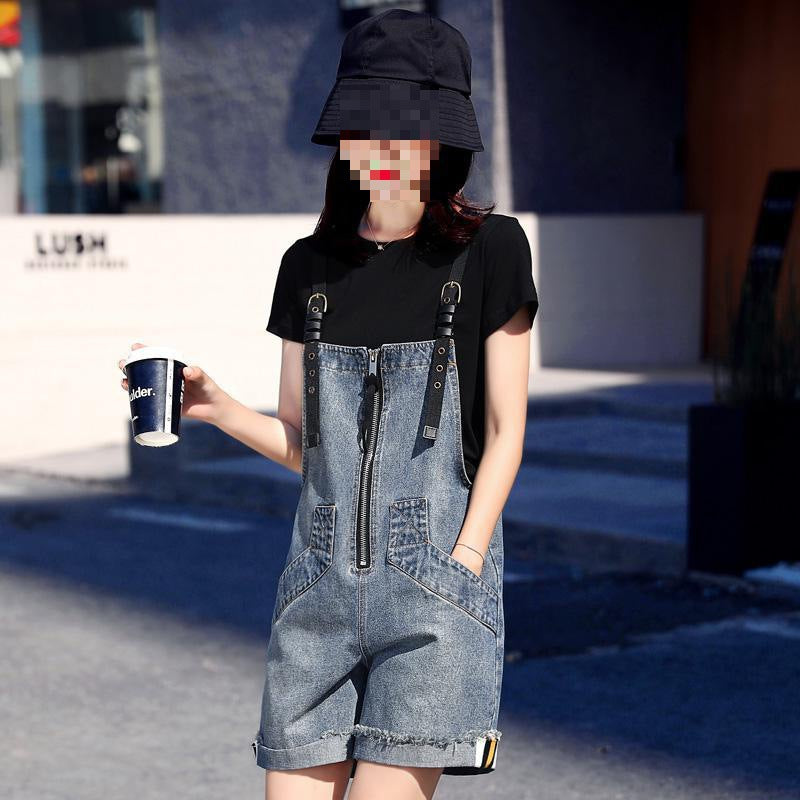 Women's Summer Denim Fashion Casual Loose One-piece Shorts