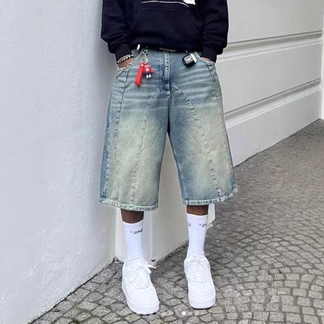 American-style Vintage Washed High-street Denim Shorts