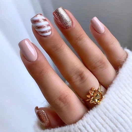 Elegant Champagne Light White Noble Twill Manicure