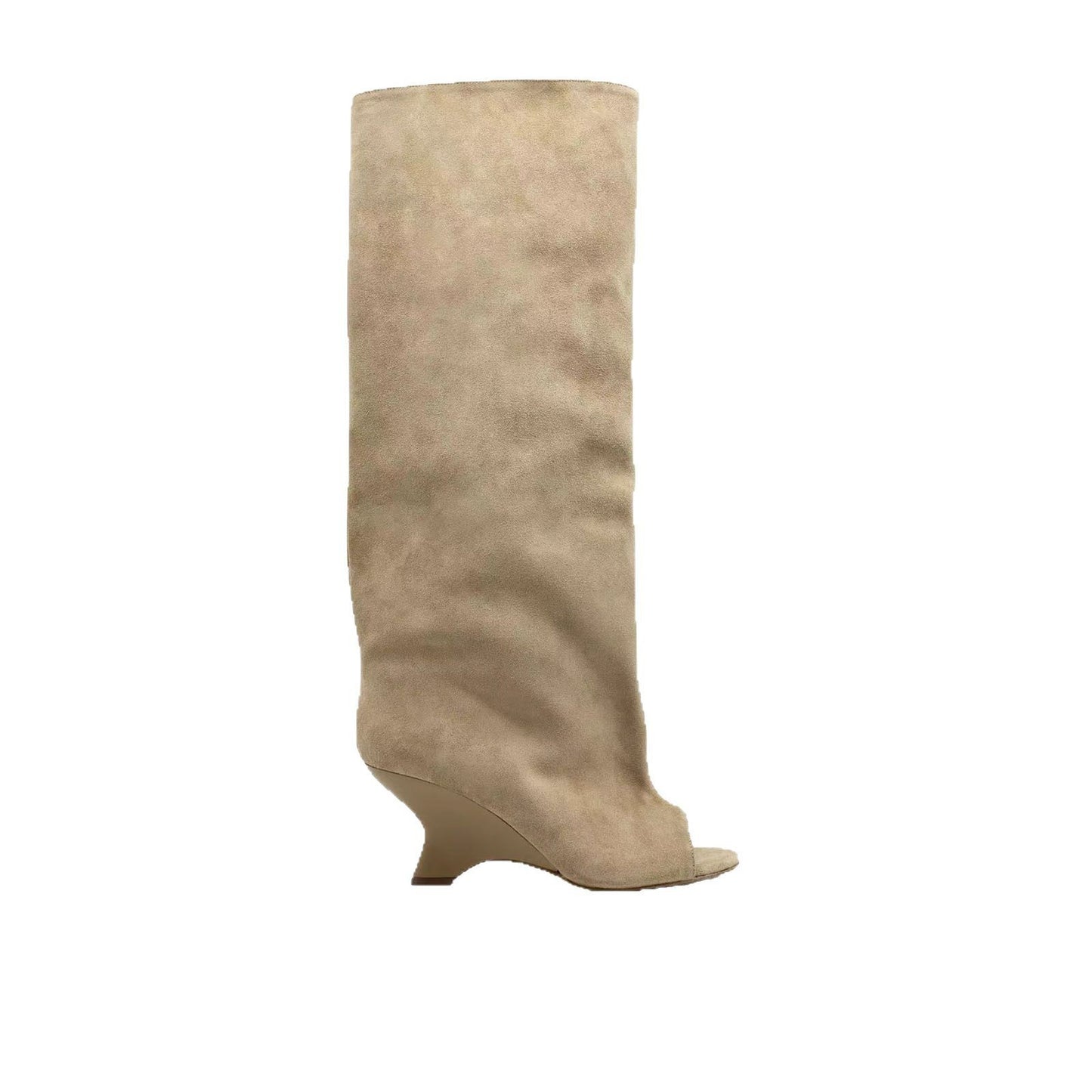 Women's Peep Toe Wedge Suede High Heel Party Banquet Sandal Boots