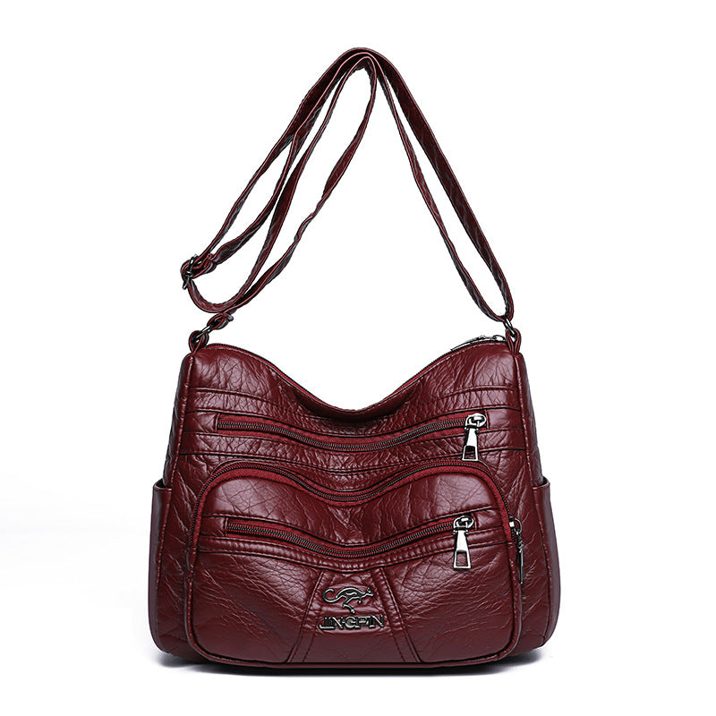 Retro Soft Leather Women's Bag New Authentic Leather Tactile Feel Large Capacity