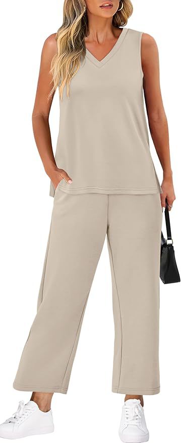 V-neck Vest And Casual Pants Set