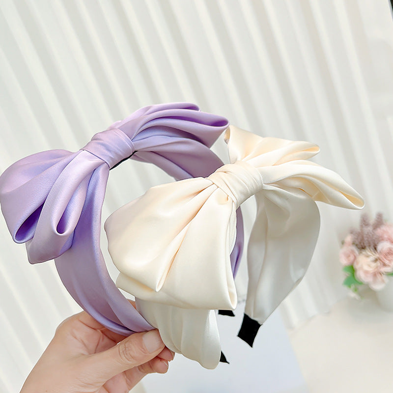 Bow Fashion Solid Color Fabric Craft Headband Hair Accessories