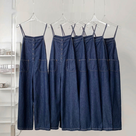 High Waist Slimming Denim Suspender Pants For Women