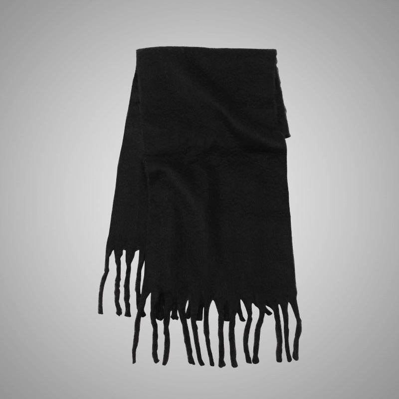 Mohair Casual Stil Blød Fluffy Ensfarvet Varmt Tørklæde