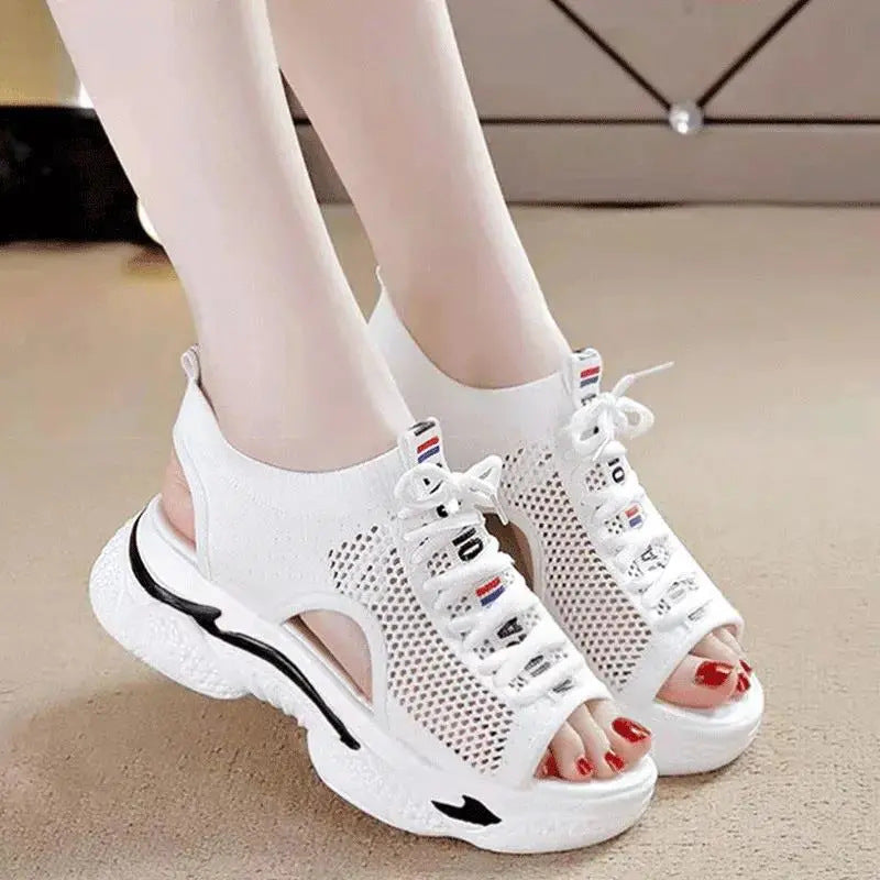 Hollowed Mesh Shoes Breathable Comfortable Platform Platform Leisure