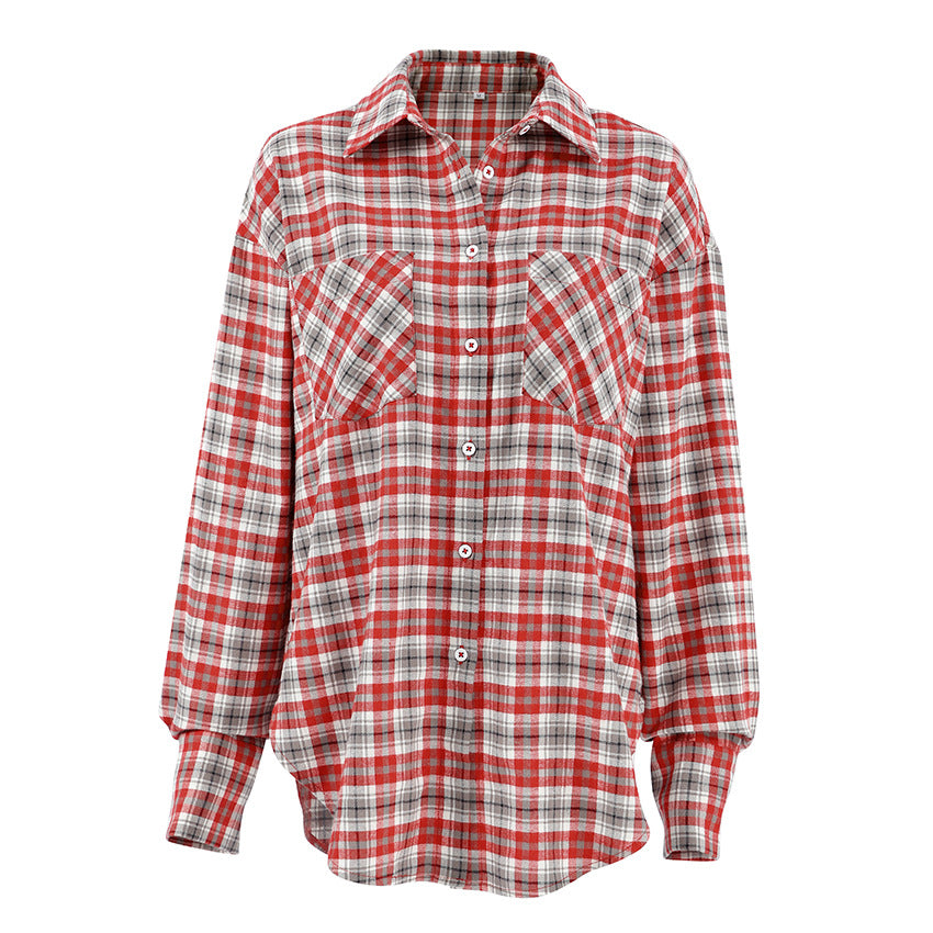 American-style Sun-lined Retro Plaid Shirt