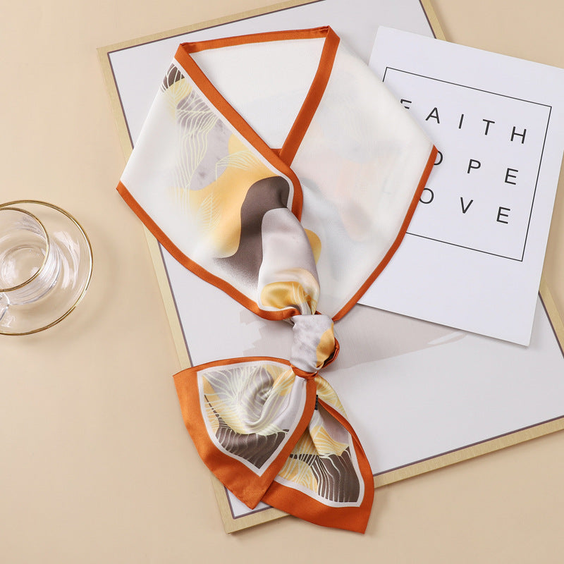 Small Silk Scarf Thin And Long Hair Binding Double Layer