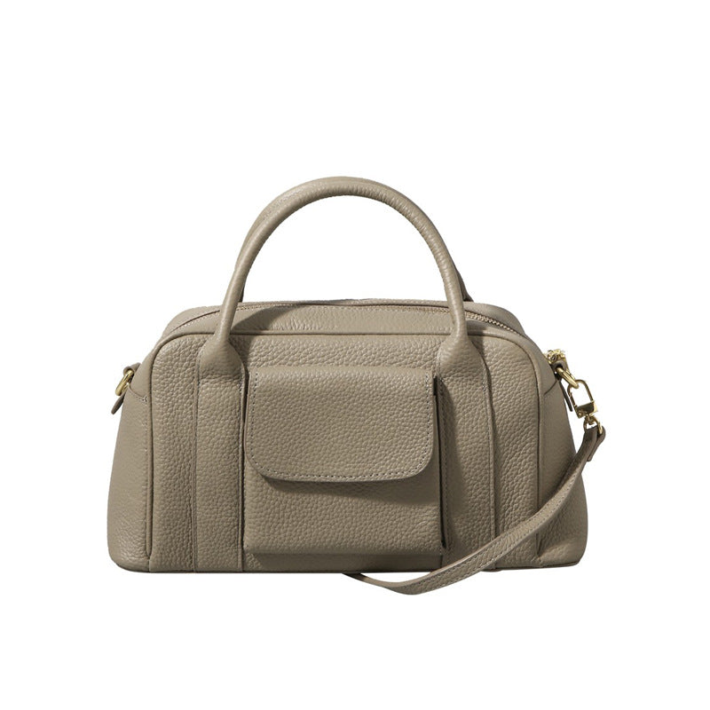 New Top Layer Hand-carrying Cowhide Boston Large Capacity Advanced