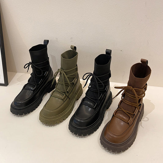 Fashion Platform Lace-up High Top Platform Boots