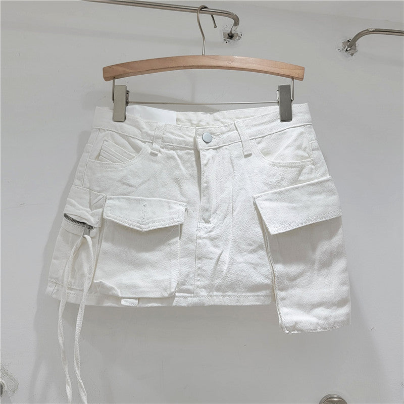 Uregelmæssig Workwear Denim Nederdel til Kvinder