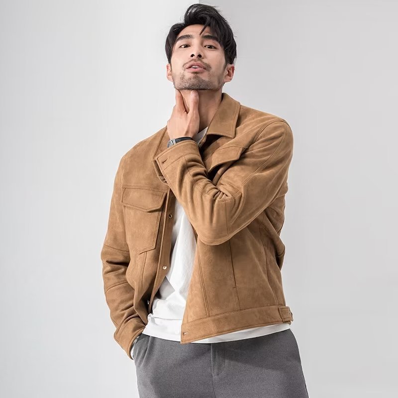 Polo Collar Jacket Loose Casual Top Male