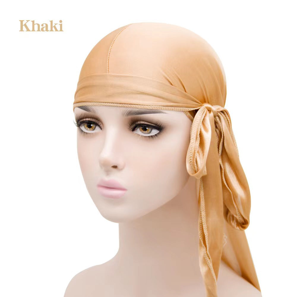 Unisex Satin Hovedbeklædning med Lang Hale  Strækbar Pirathat Og Hip Hop Turban til Mænd Og Kvinder, Elastisk Bandanahue til Kostume Og Mode
