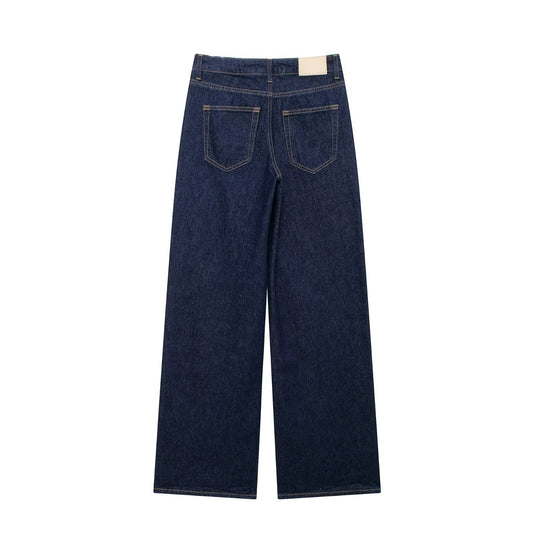 European And American New French Fashion Simple High Waist Wide Leg Jeans