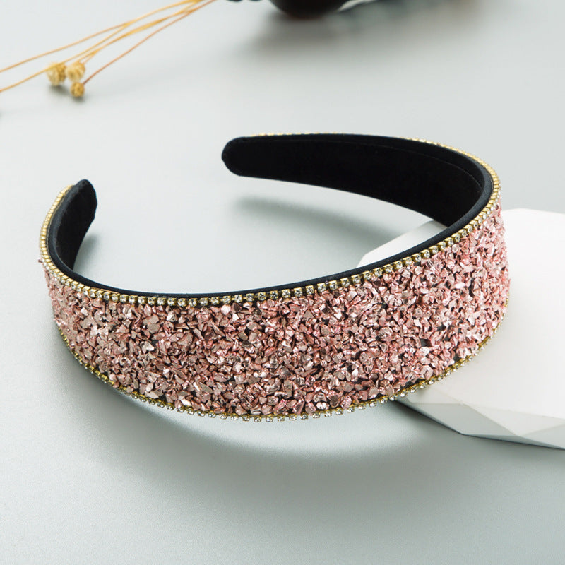 Shiny Diamond-encrusted Wide-brimmed Korean Style High Sense Face Wash Hair Band