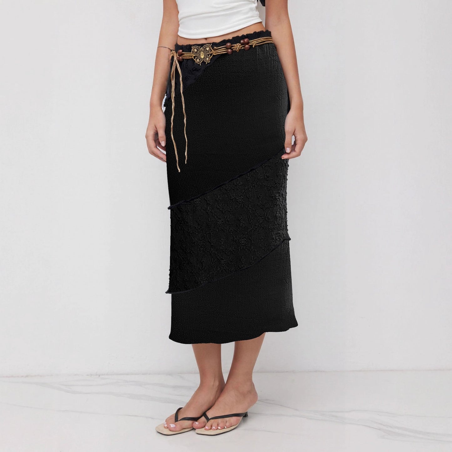 Retro Woven Butterfly Waist Cord Accessory Skirt