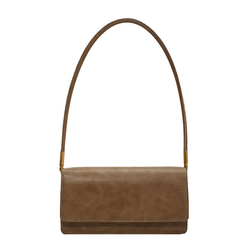 Female Japanese Solid Color Baguette Stripe Retro Fashion Underarm Messenger Bag