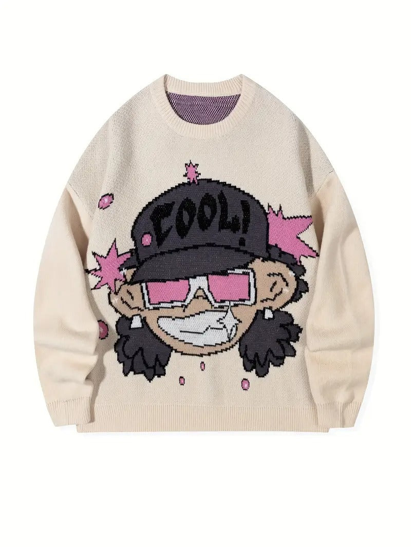 Trendy Women's Cartoon Jacquard Pullover Sweater