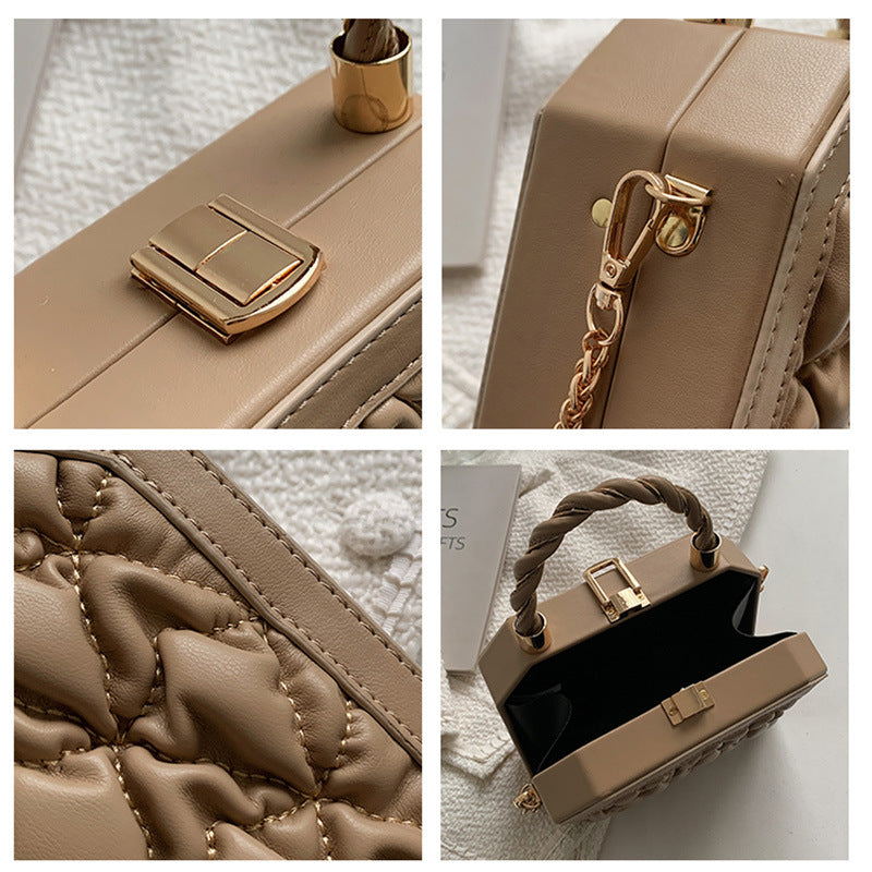 Fashion PU Stereotyped Small Square Bag Korean Style Temperament Chain