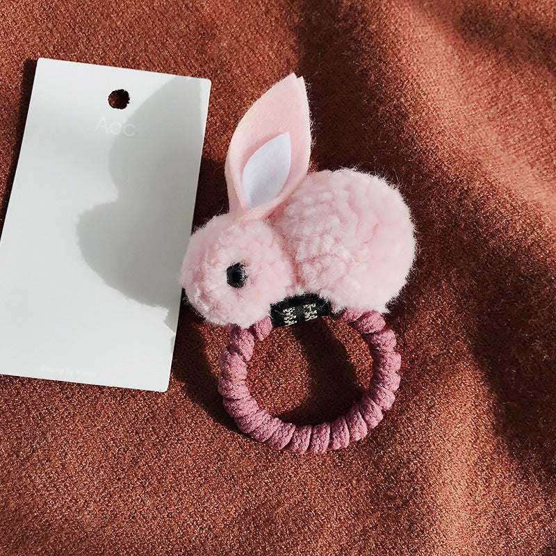 Cute Lamb Hair Three-dimensional Rabbit Head Rope