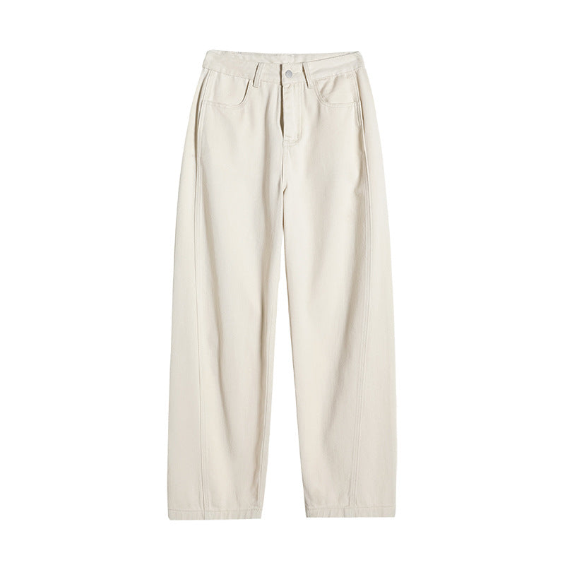 Creamy-white High Waist Loose Jeans