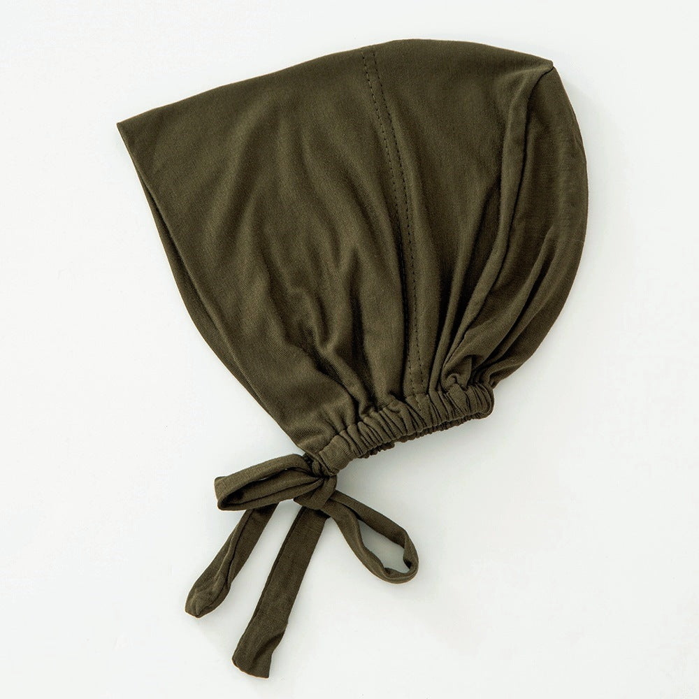 Women's Fashion Solid Color Lace-up Bottoming Hood