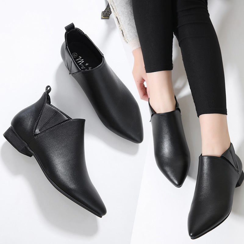 Women's Plus Size British Style Flat Suede Leather Shoes