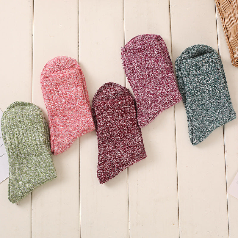 Winter Rhombus Wool Socks Thick Line Medium Tube