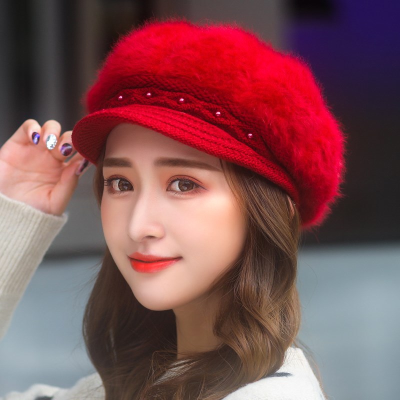Winter Women's Fashion Velvet Padded Thermal Knitting Beret