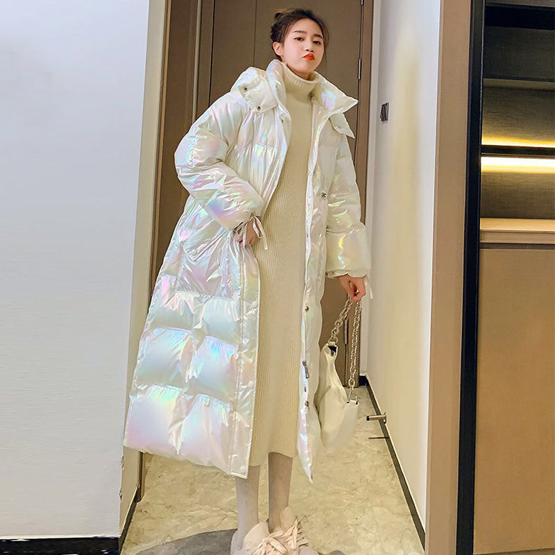 Bright Color Hooded Knee Length Cotton Padded Jacket