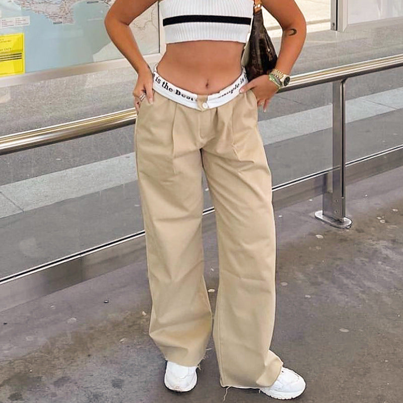 Autumn New Letter Print Long Paragraph With Hot Girls Straight Pants