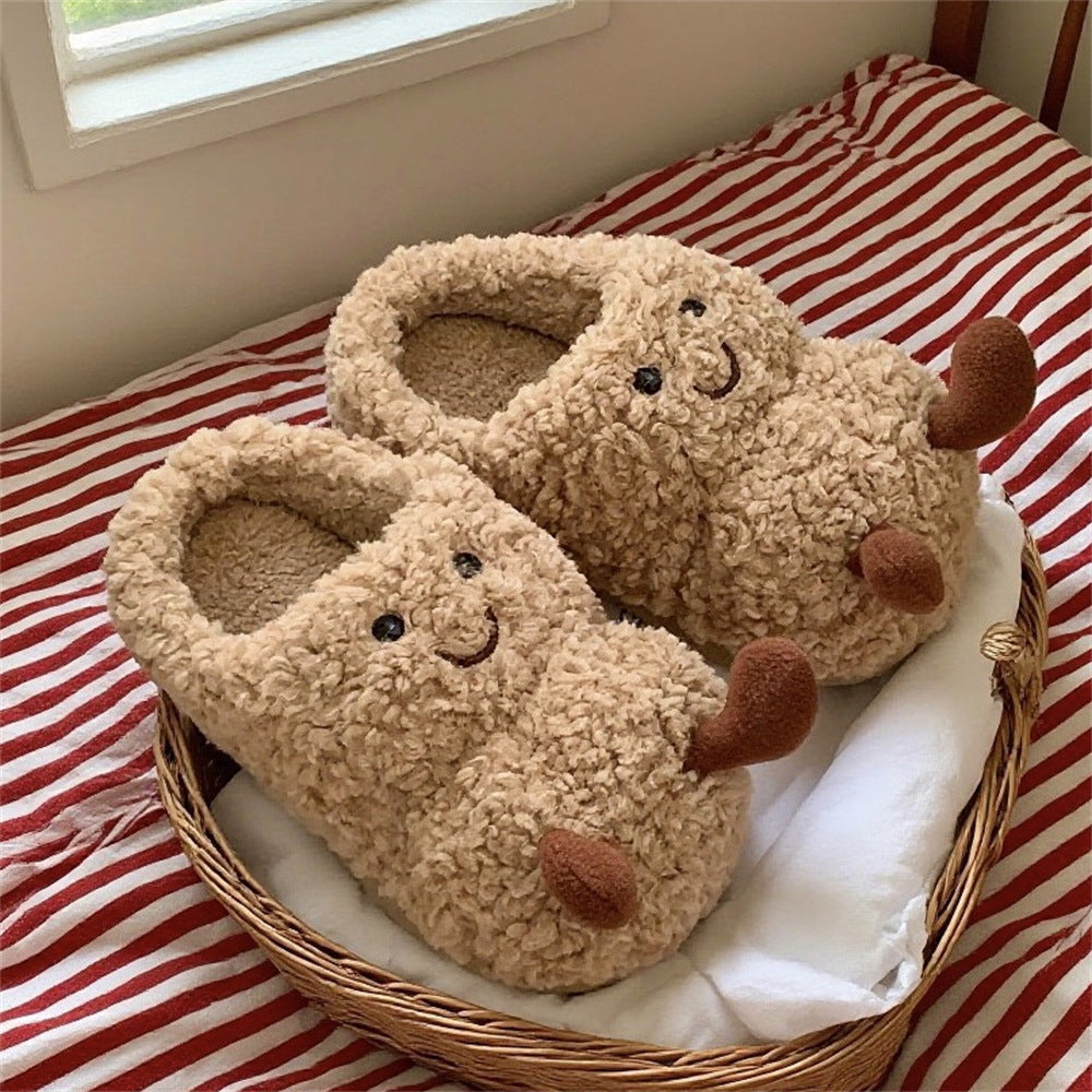 Home Thermal Cotton Slippers Women's Plush Confinement Shoes