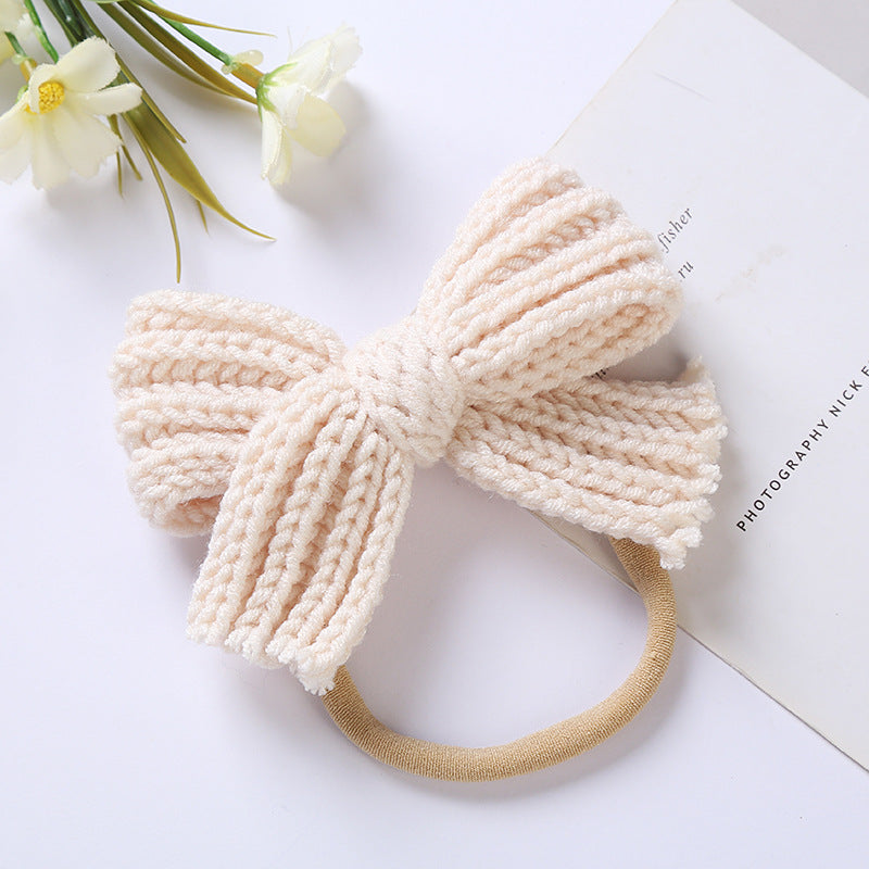 European And American Wool Bow Baby Nylon Hair Band