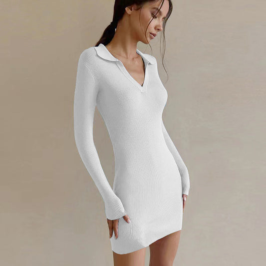 Arrival Mock-neck Rib-knit Slip Dress