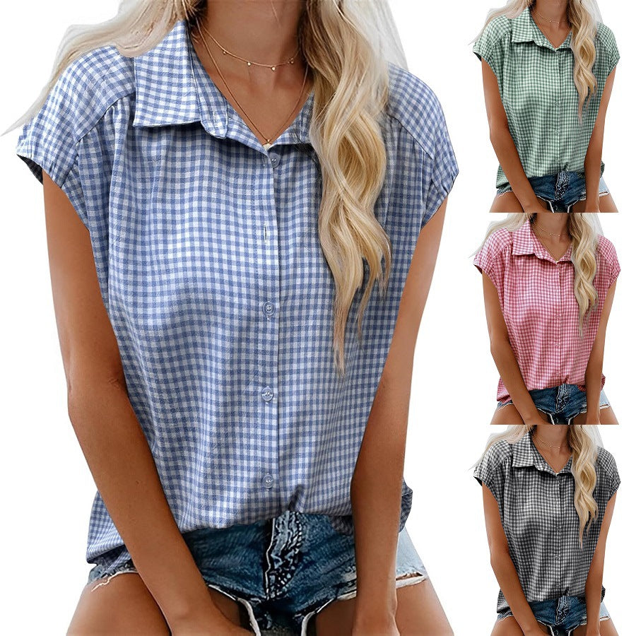 New Button-down Short-sleeve Casual Plaid Shirt