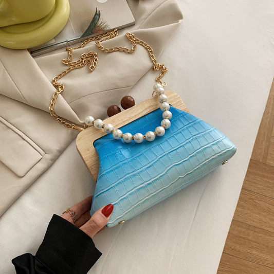 Stone Pattern Pearl One-shoulder Messenger Small Square Bag