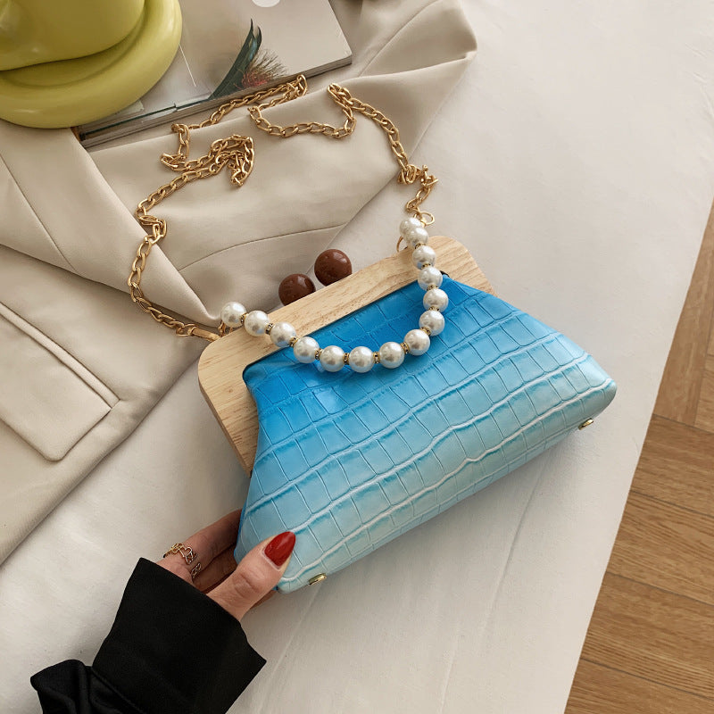 Stone Pattern Pearl One-shoulder Messenger Small Square Bag