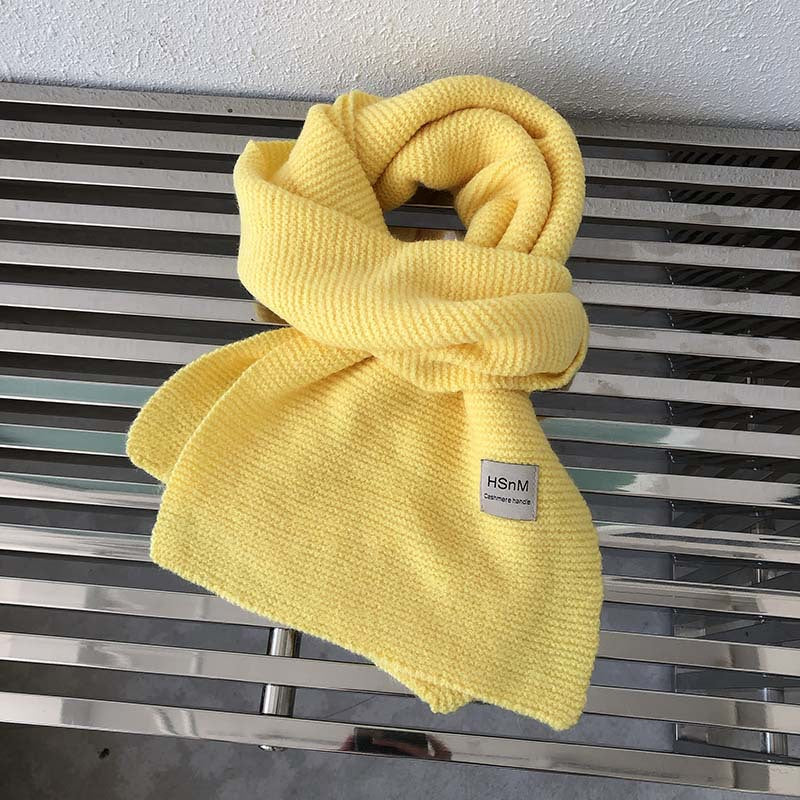 Pure Color Soft Knitted Women's All-match Warm Scarf