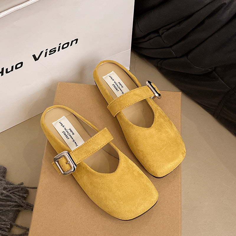 Women's Flat Beautiful Closed Toe Half Slippers