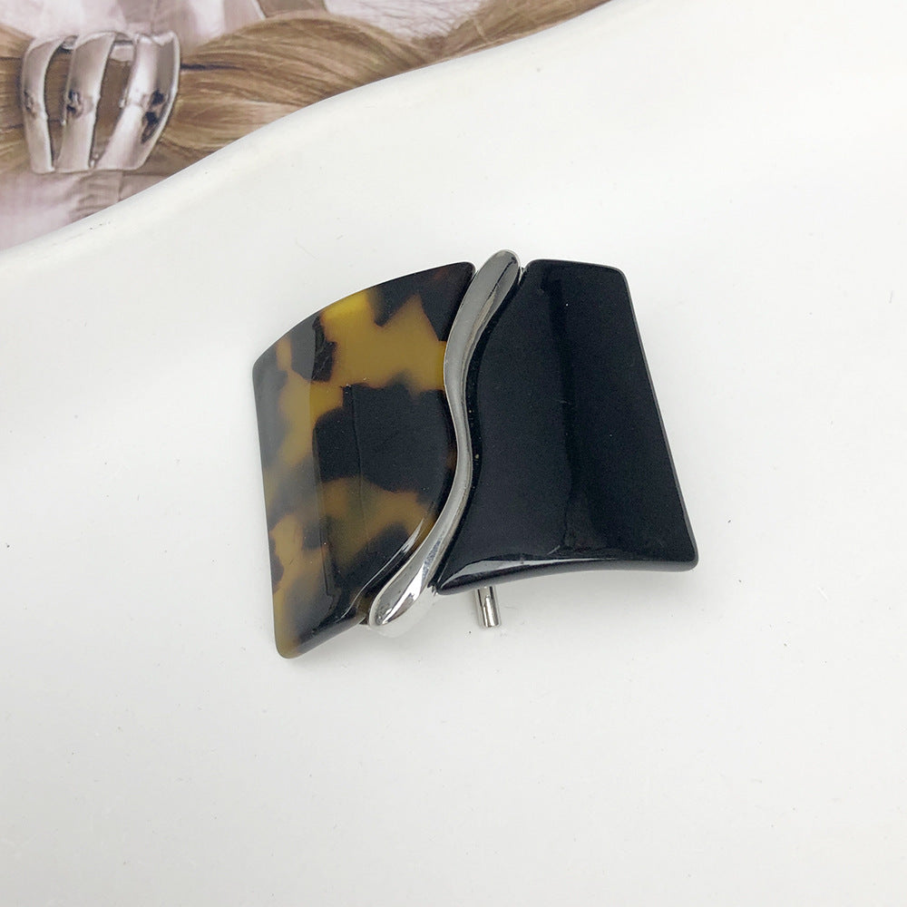 Square Leopard Print Resin Headdress Hair Hook
