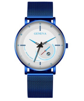 Men's Simple Digital Scale Business Casual Mesh Belt Calendar Watch Men's Fashion Quartz Watch
