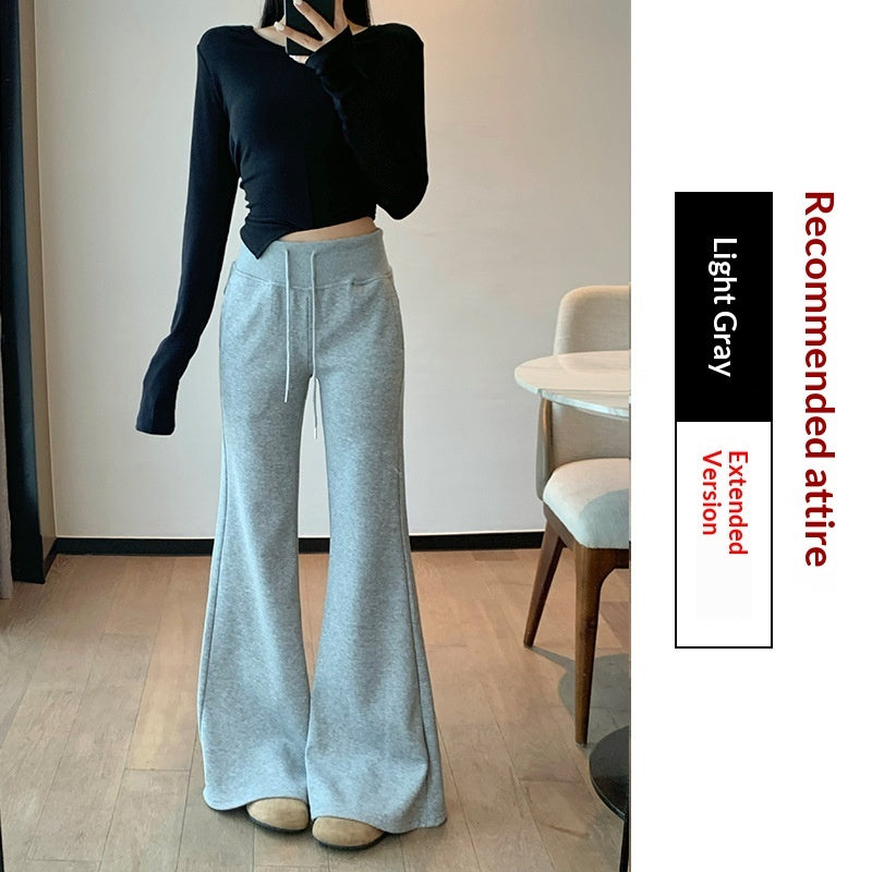 Ribbed High-Waisted Fleece-Lined Flared Pants