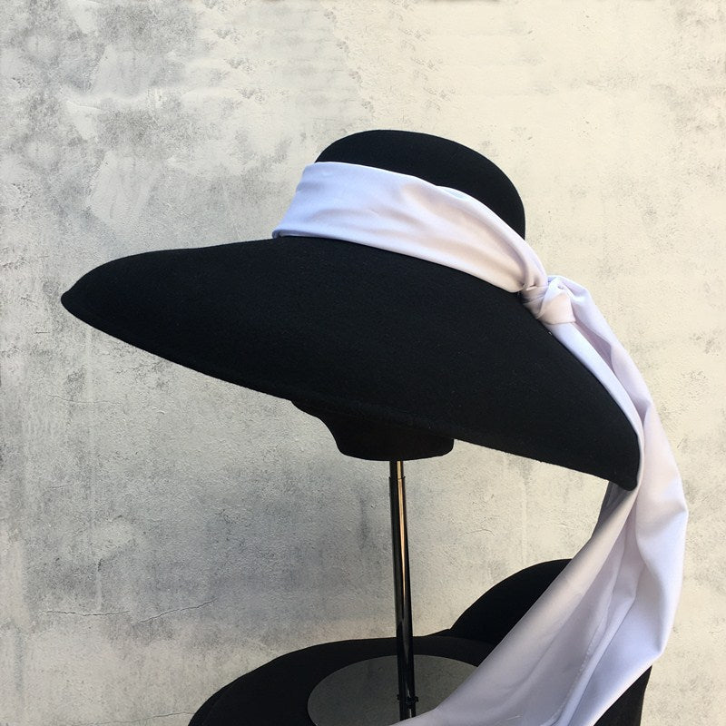 Autumn And Winter Woolenny Big Brim Bowler Hat