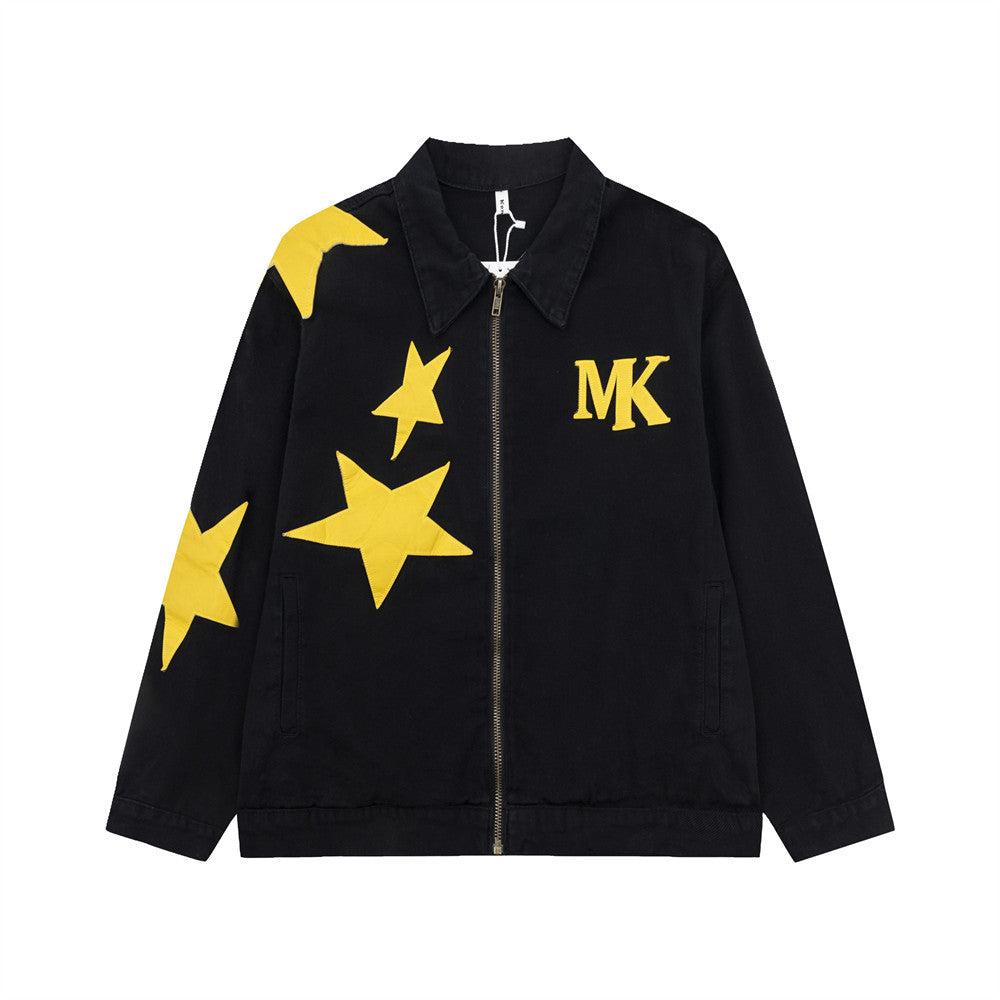 Men's Spring And Autumn Trends High Street Design Loose Lapels Zipper Jacket