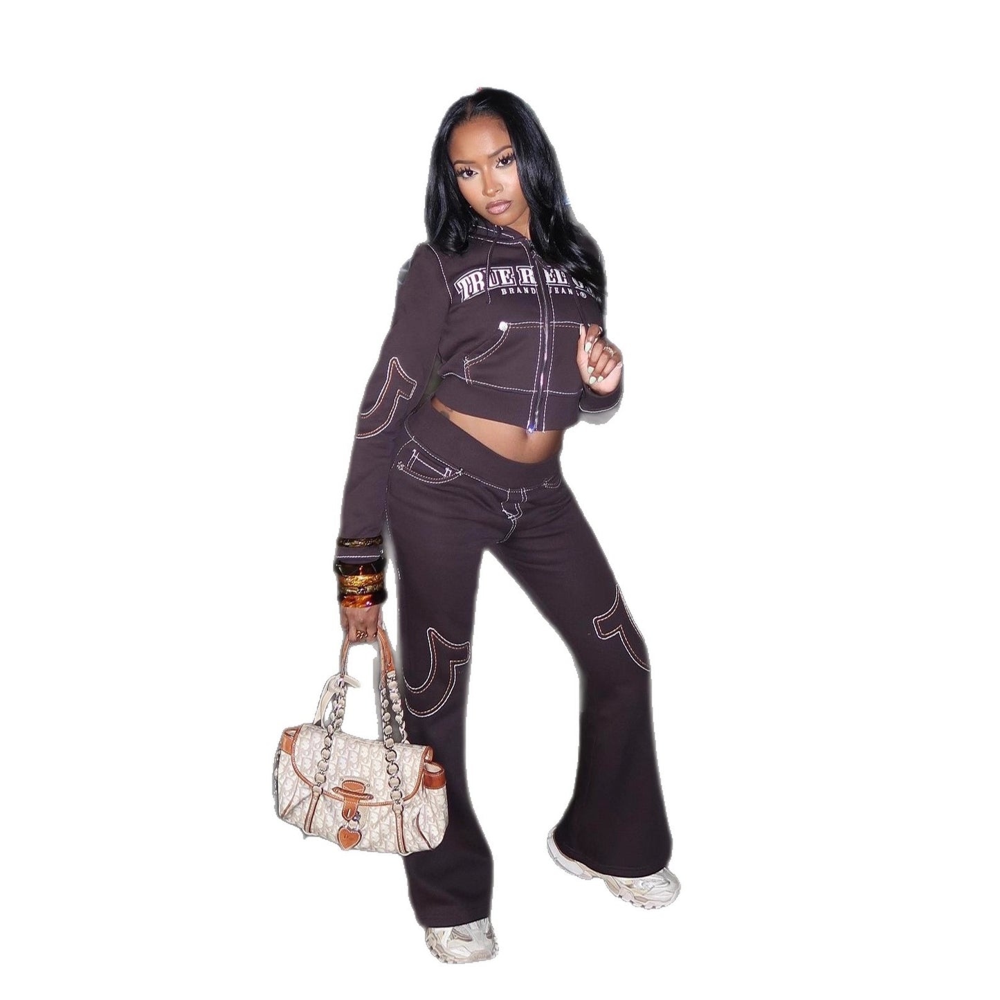 Casual Printed Sporty Sweatshirt Fashionable Womens Outfit