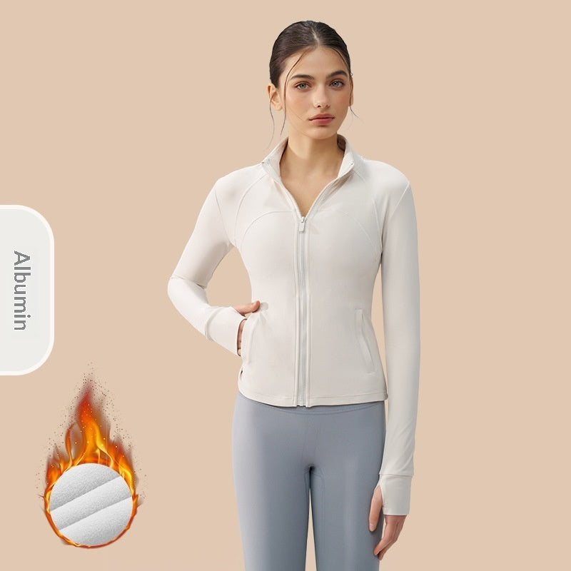 Thickened Thin Fleece Autumn And Winter Fingerless Yoga Top