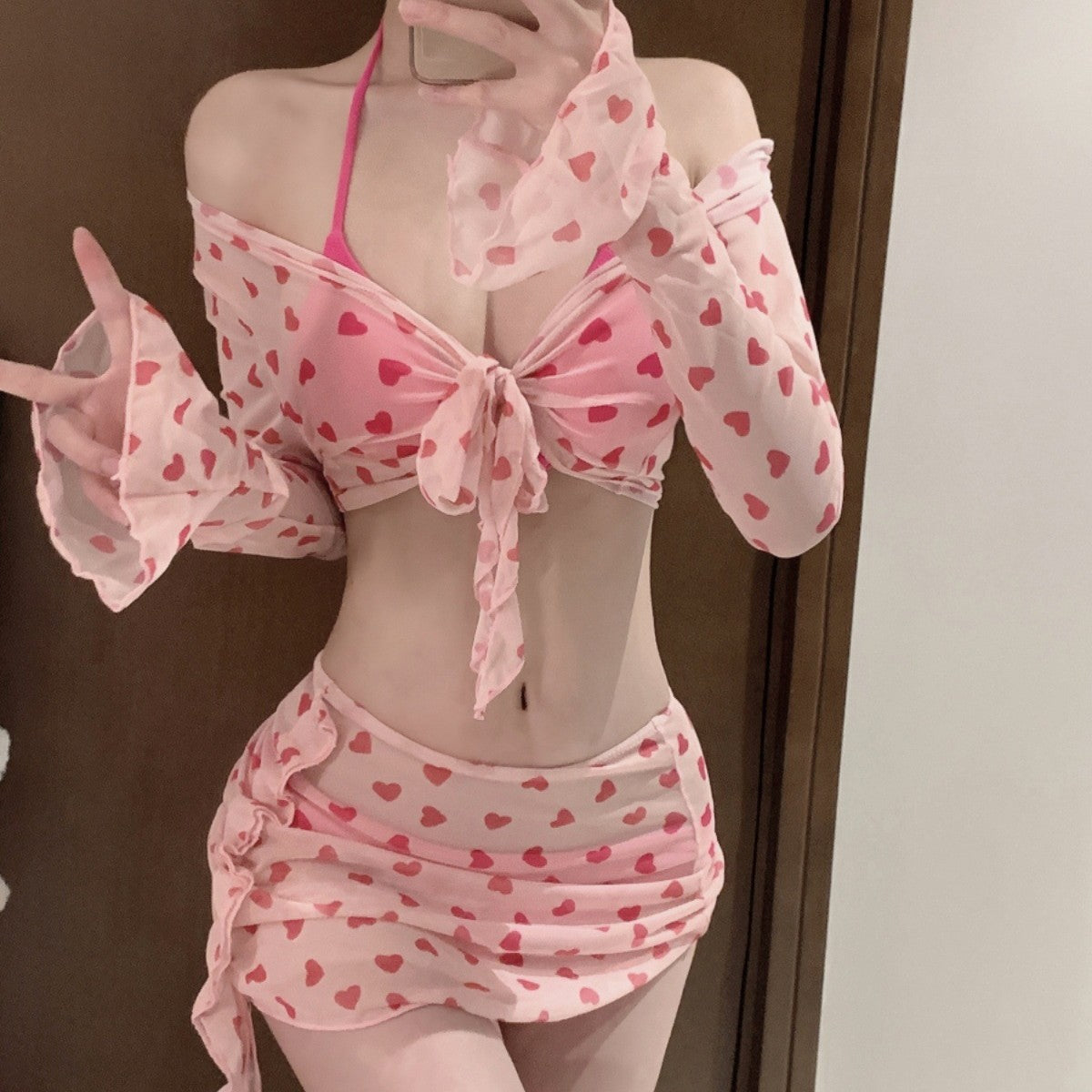 Heart Shaped Bikini Three Piece Set